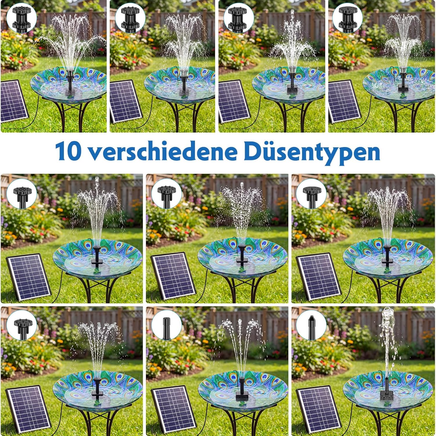 Detalle de AISITIN Solar Springbrunnen 6,5 W für Garten