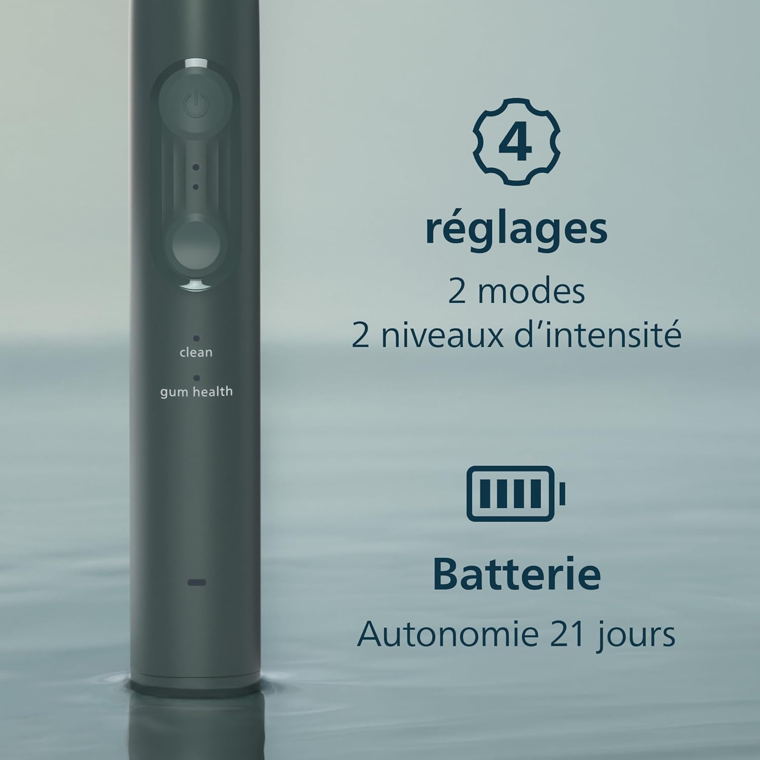 Detalle de Philips Sonicare série 4100 HX4042/46 – brosse à dents électrique sonique avec capteur de pression, 4 réglages
