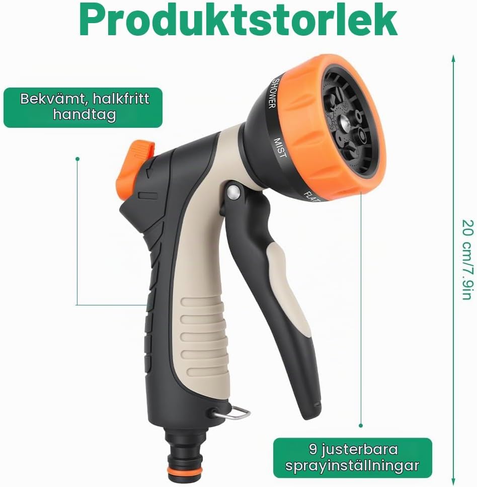 Detalle de ANOMM 5673194 bevattningspistol med 9 sprutmönster och flödesreglering
