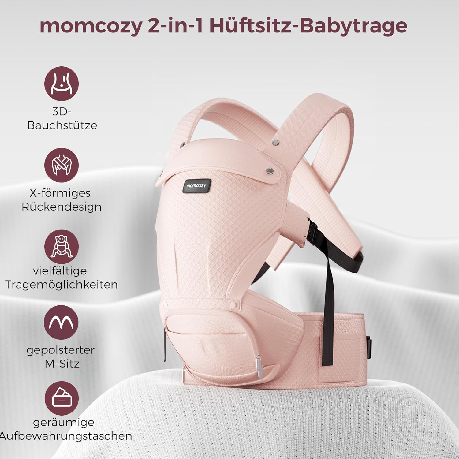 Thumbnail 1 de Momcozy Babytrage mit Hüftkissen | 2-in-1 Tragehilfe bis 20 kg, 3D Air Mesh, memory foam