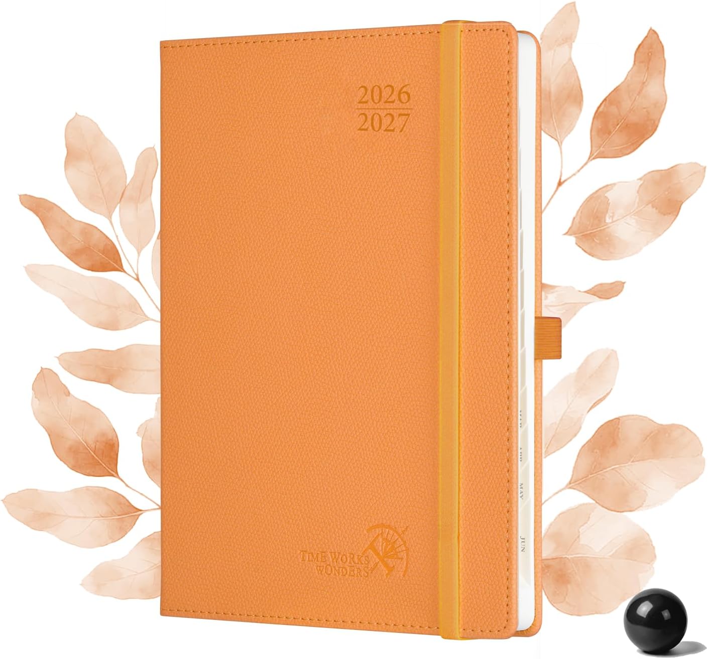 Detalle de POPRUN A5 Academic Diary 2026–2027: Hardback Week to View, 17 Months (Aug 2026–Dec 2027) in Orange