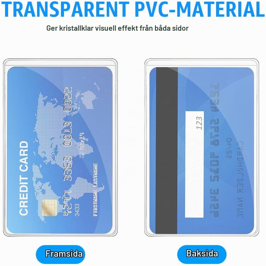 Detalle de Vicloon kortskydd i PVC, 50 transparenta korthållare, 9,3 × 6 cm