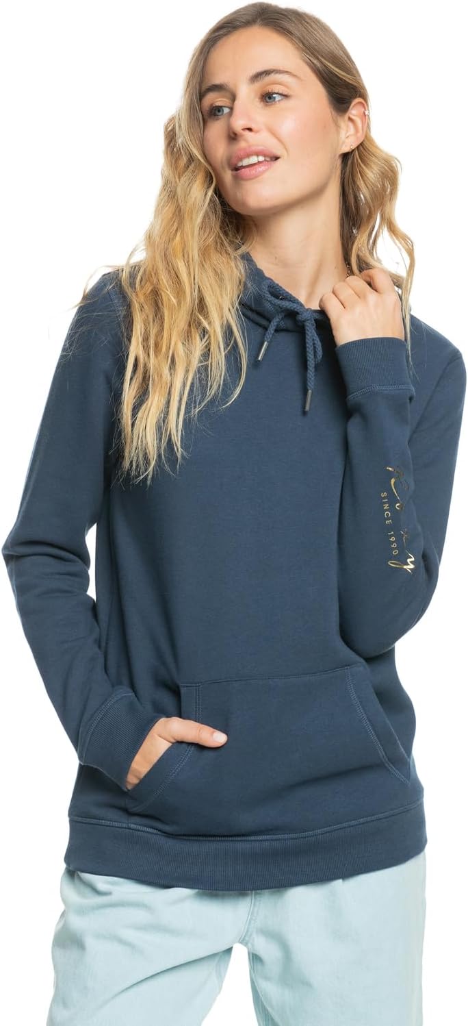 Detalle de Roxy Young Women Itia Foil Script Pullover – Sweat à capuche en coton et polyester