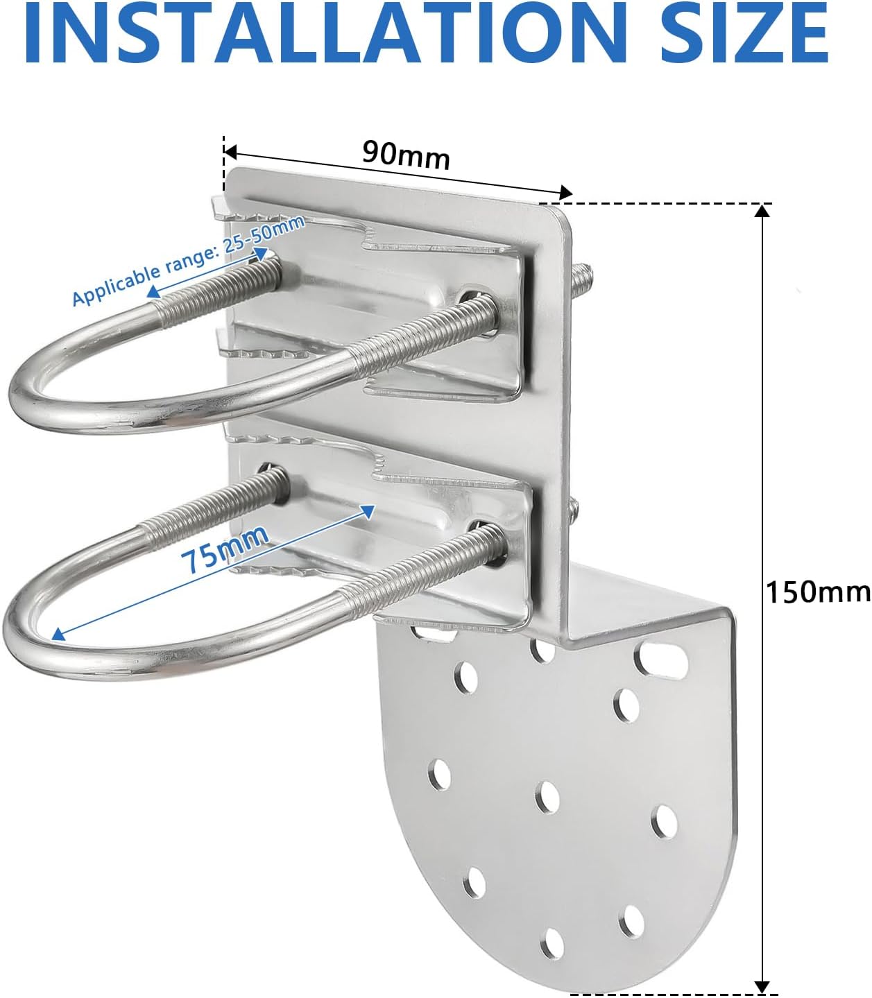 Detalle 2 de SUPAWAY 2 Antennenmastklemme mit U-Schrauben – Rostschutz für 25–50 mm Durchmesser