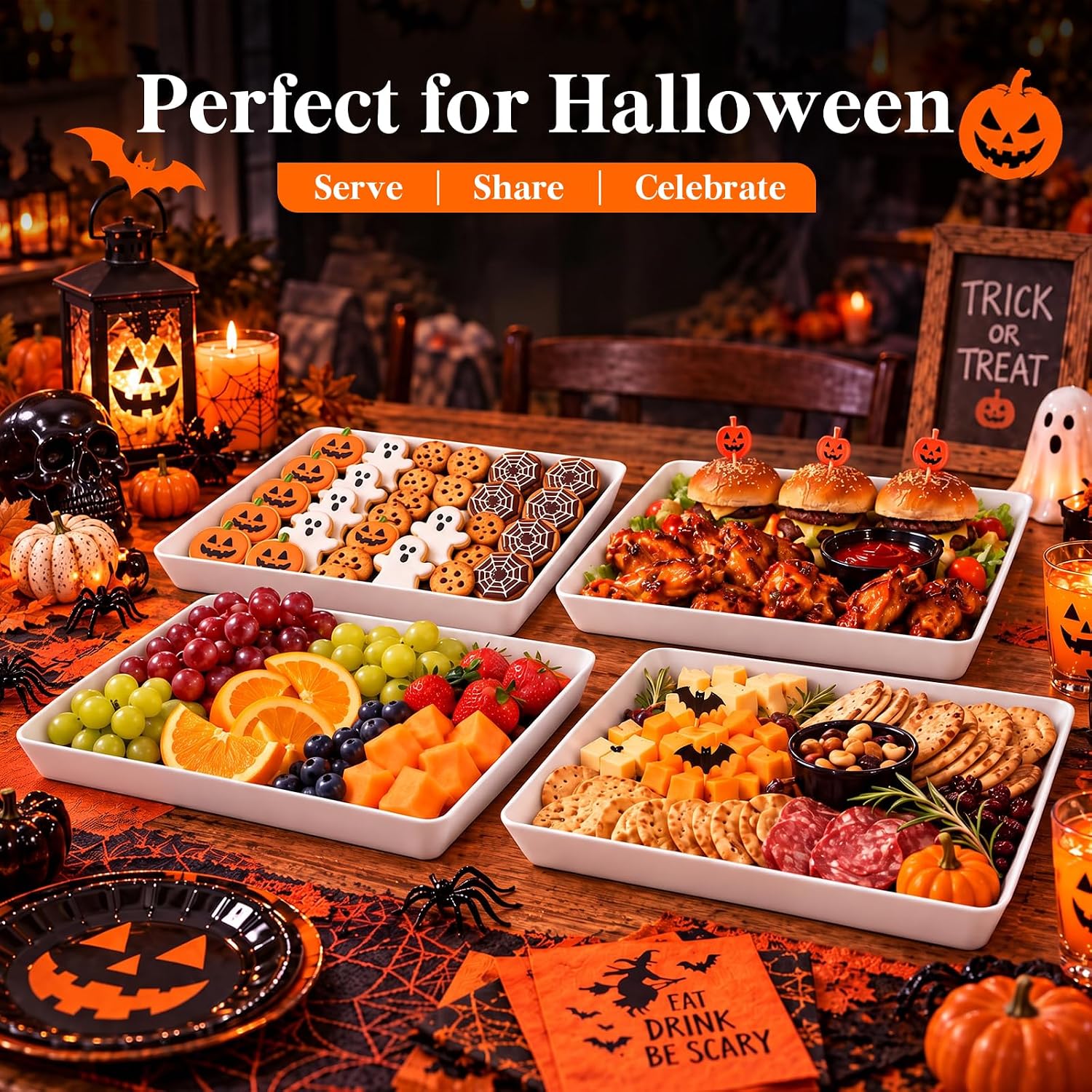 Detalle 1 de Lifewit Serving Tray 16 x 12 inches, 4 pack