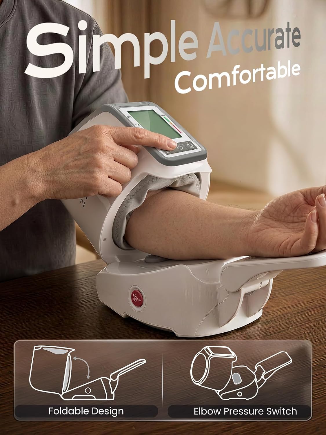 Detalle de CAVN CH-S693L No-Wrap Upper Arm Blood Pressure Monitor, 2-User Memory