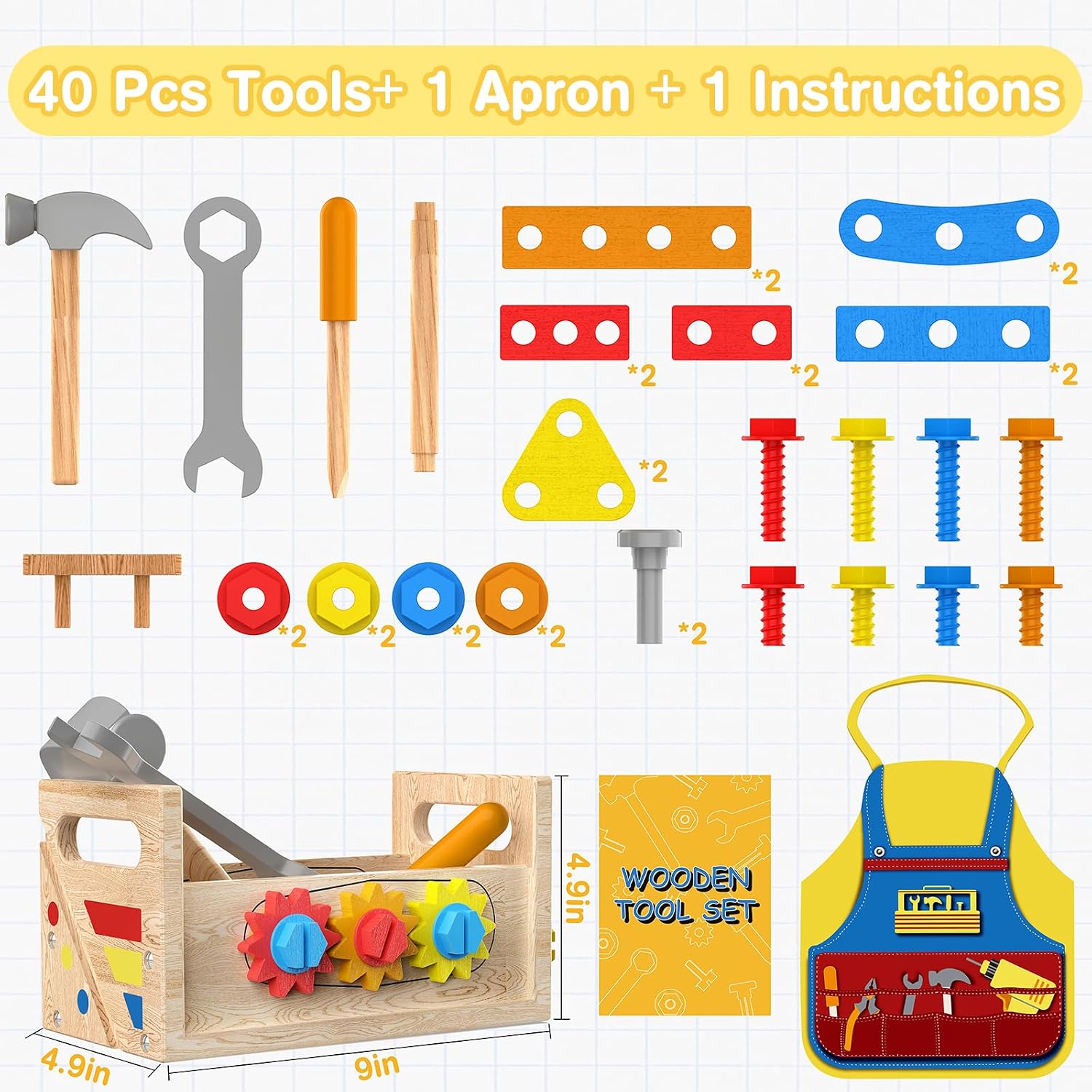 Thumbnail 5 de JOYSINTOY Kids Tool Set 42-piece