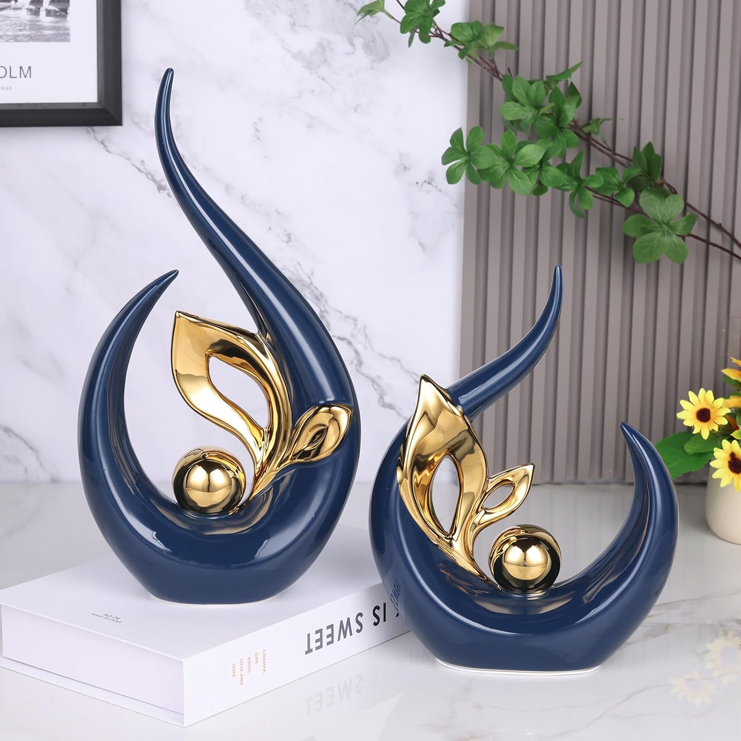 Thumbnail 6 de LCCCK 13" Blue and Gold Abstract Ceramic Sculpture