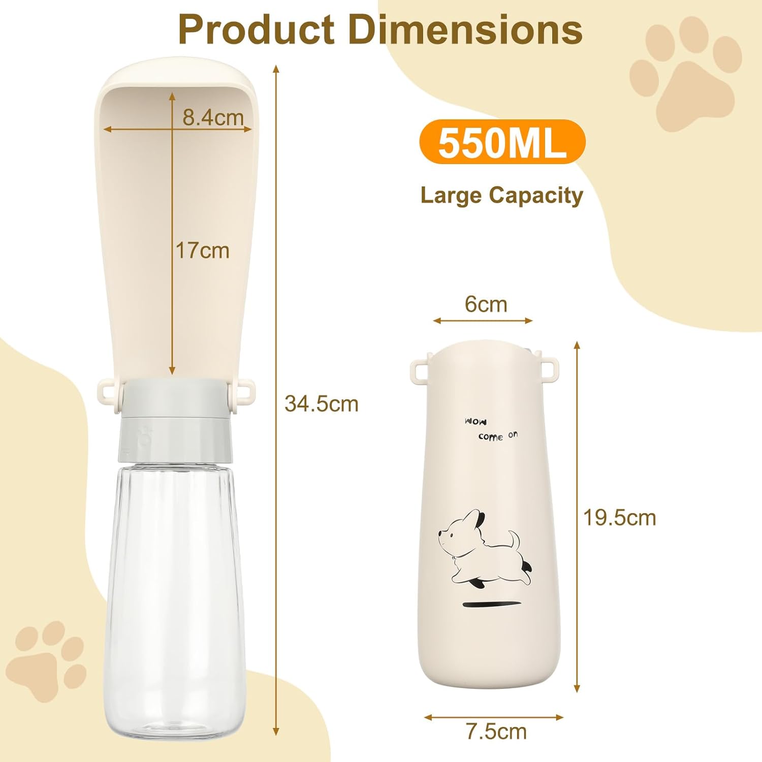 Thumbnail 1 de VINATO Borraccia per cani da viaggio 550 ml ripiegabile con ciotola e tappo anti-perdite