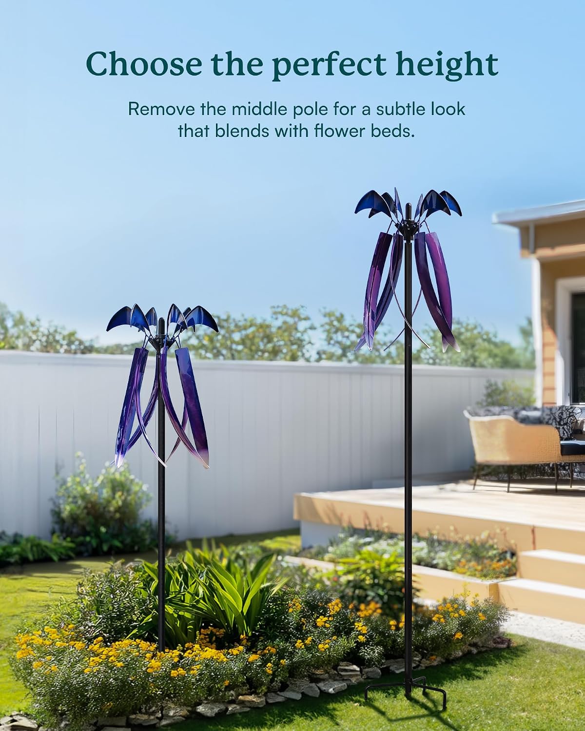 Thumbnail 5 de Cyan Oasis Cyan Oasis Wind Spinners for Yard Garden (15" W x 73" H) – Large Outdoor Metal Violet Flower Kinetic Spinner