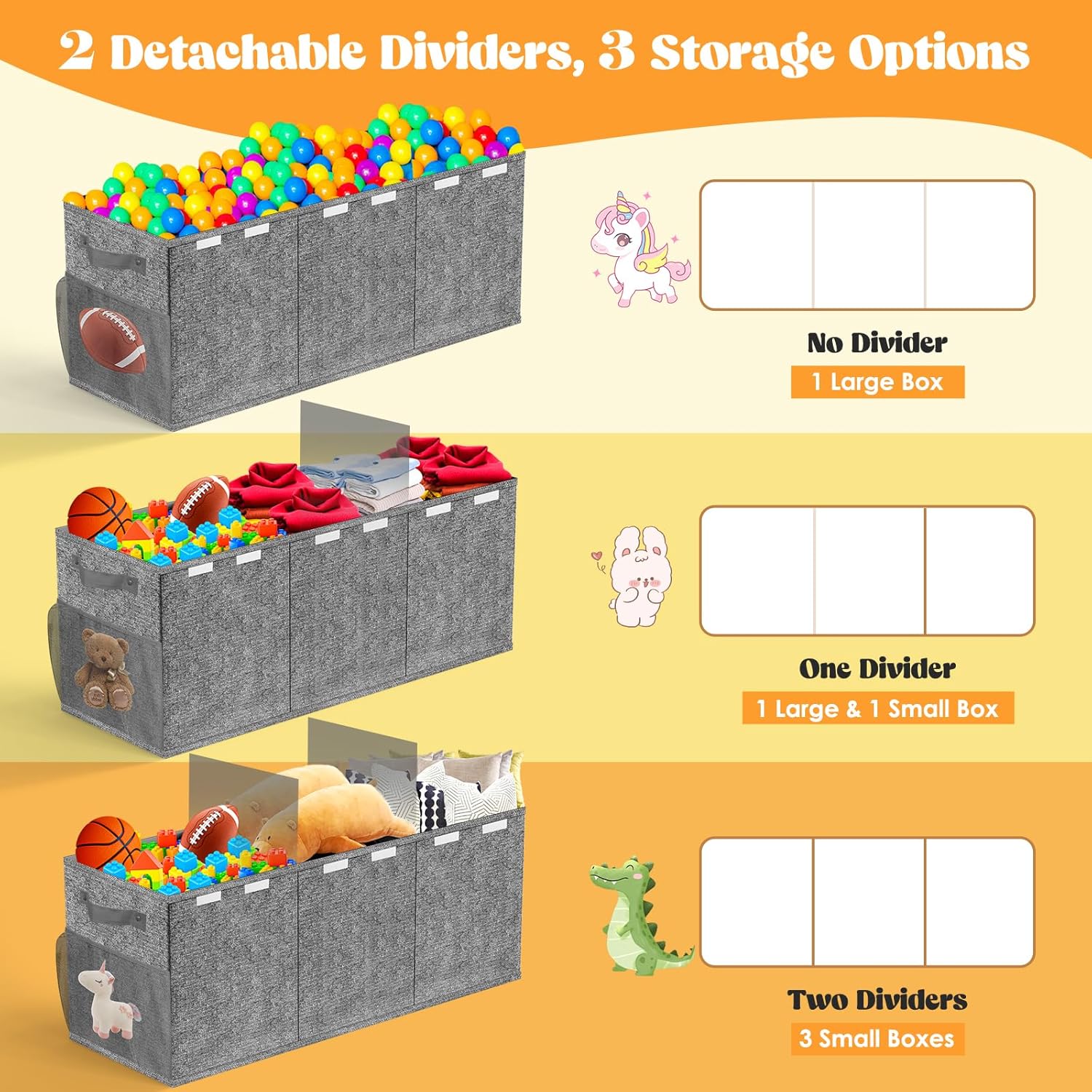Detalle 2 de Beadsky Extra Large Toy Box: Collapsible 150L Toy Storage Chest for Toddlers