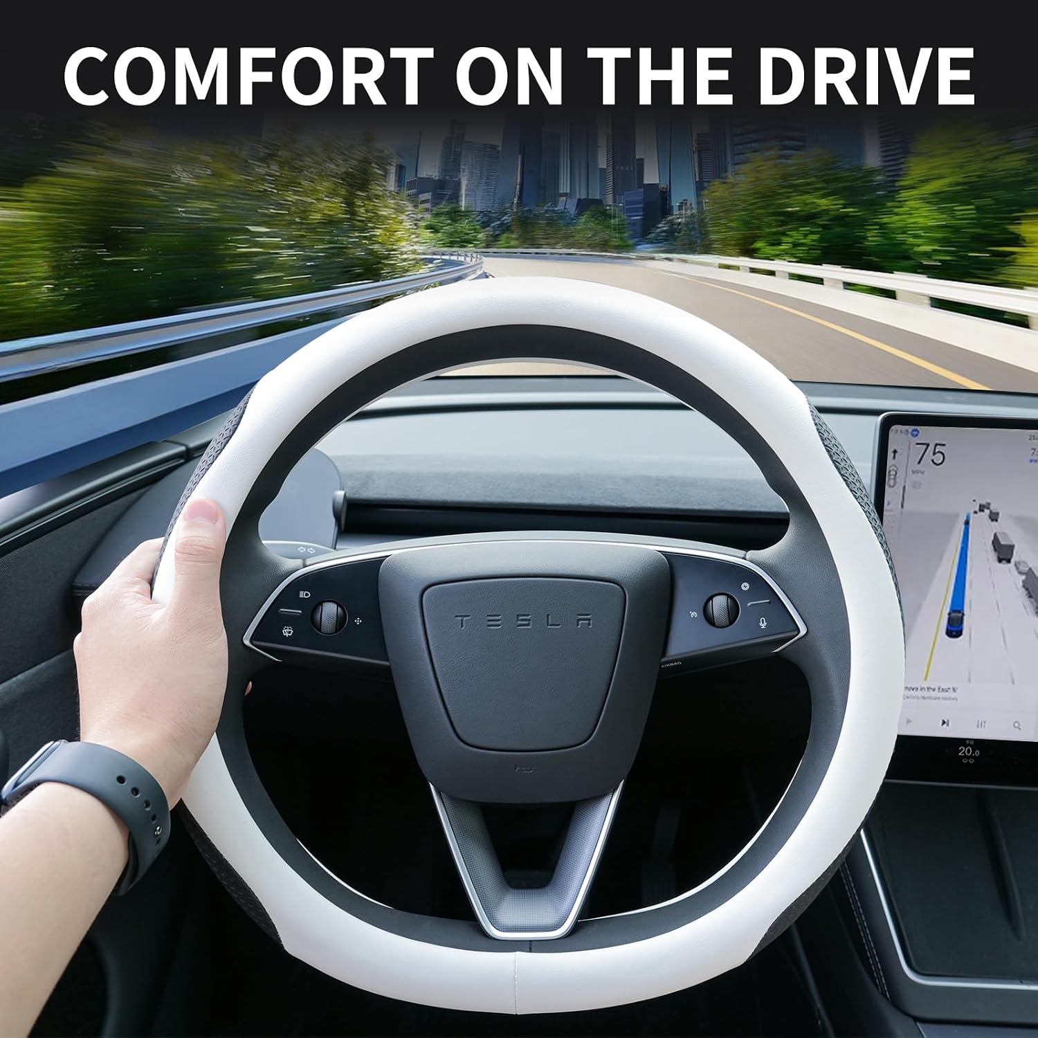 Thumbnail 2 de Uxcer Tesla Model 3/Y Leather Steering Wheel Cover