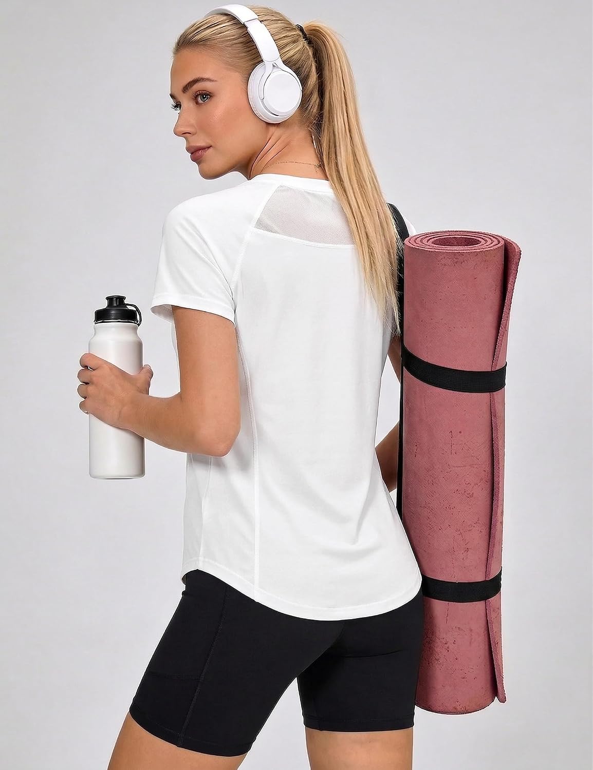 Detalle 2 de Wayleb Maglietta Sportiva Donna per Palestra e Fitness – Maniche Corte, Tessuto Traspirante con Inserto in Mesh