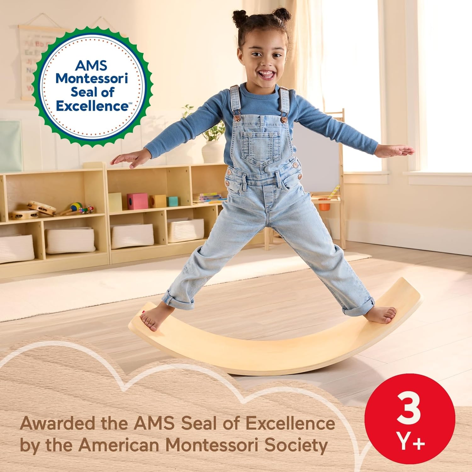 Detalle de Fisher-Price Wood Montessori Rockin' Balance Board (31.7-Inch) with AMS Seal of Excellence