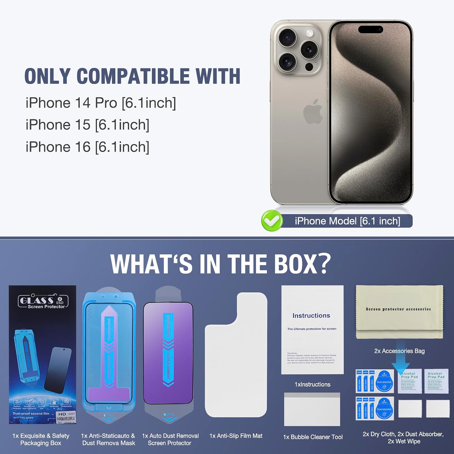 Detalle 2 de SIERDE 2-Pack iPhone 16 screen protector