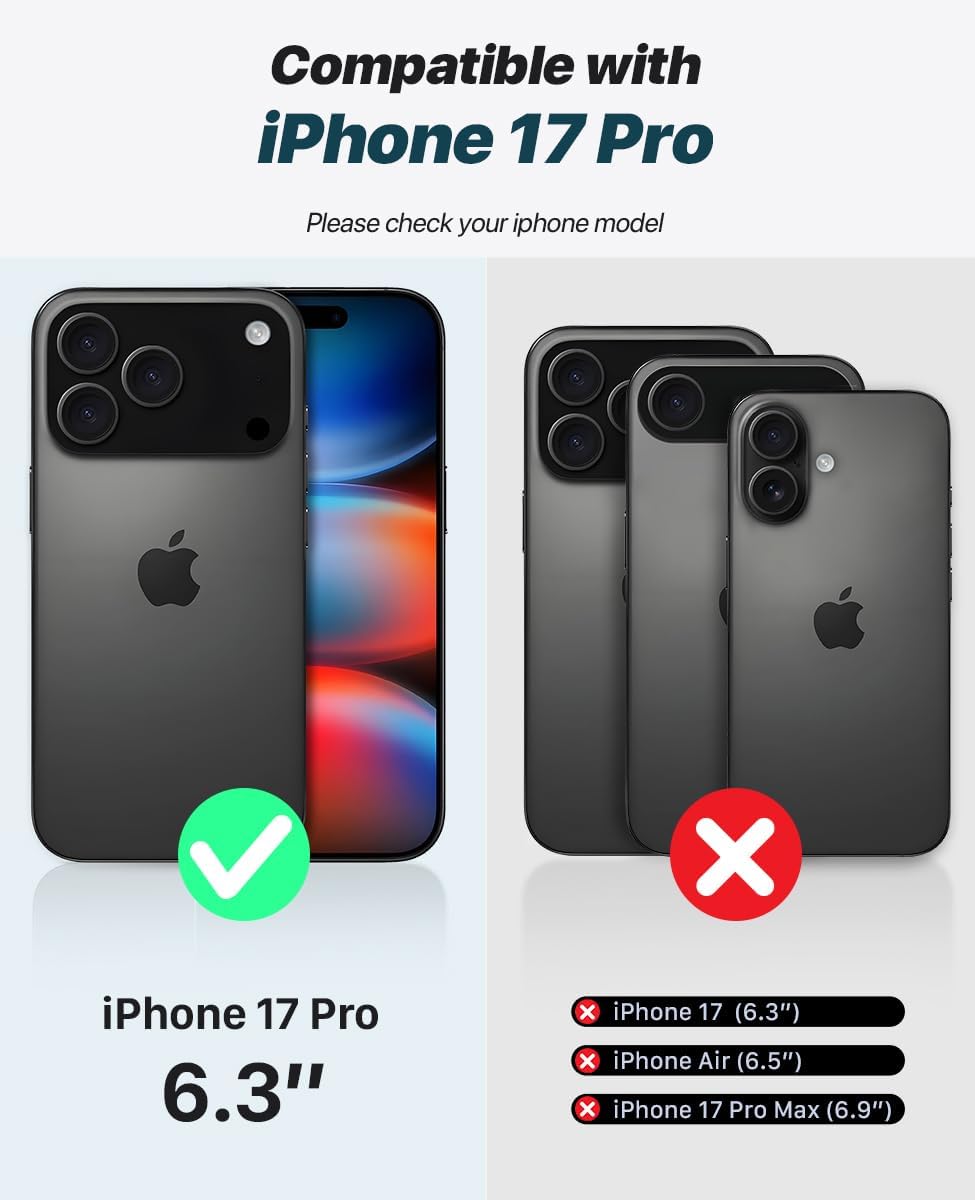 Detalle 2 de OCASE Handyhülle für iPhone 17 Pro – abnehmbare 2-in-1 Magnet-Klapphülle mit Kartenfach, RFID und Standfunktion (Rosa)