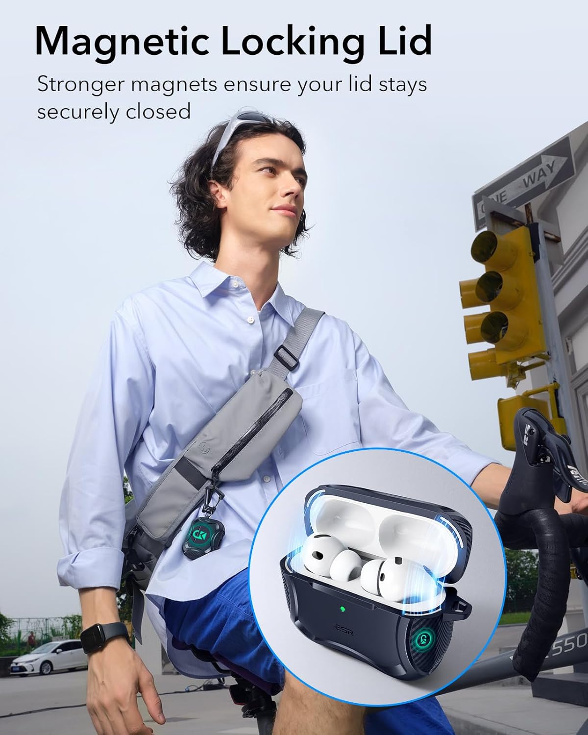 Thumbnail 3 de ESR Coque pour AirPods Pro 3 (2025) – Bleu Cyber, fermeture magnétique et MagSafe