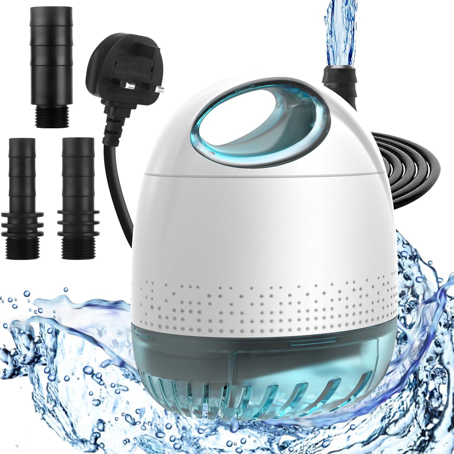 Detalle de BAITAI Submersible Water Pump (3500L/H, 75W) – Ultra Quiet, 5m Power Cord with 3 Nozzles