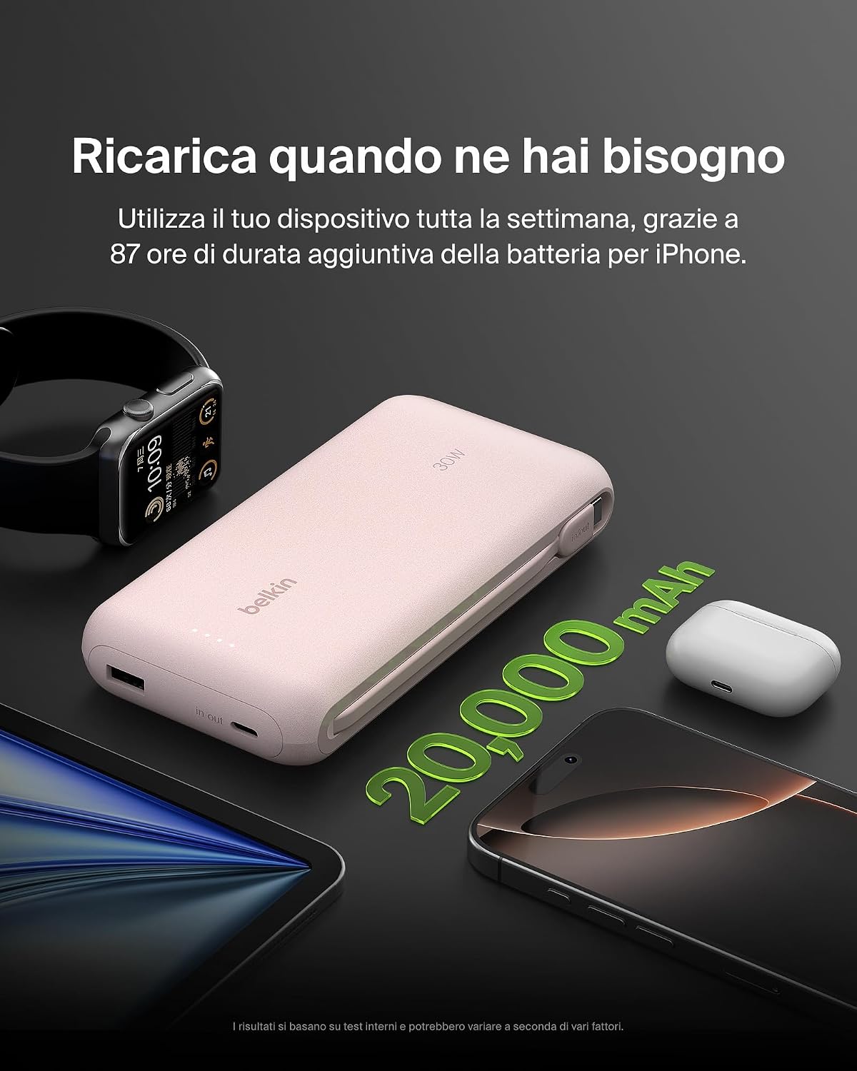 Thumbnail 4 de Belkin Caricabatteria portatile power bank 20.000 mAh 30 W