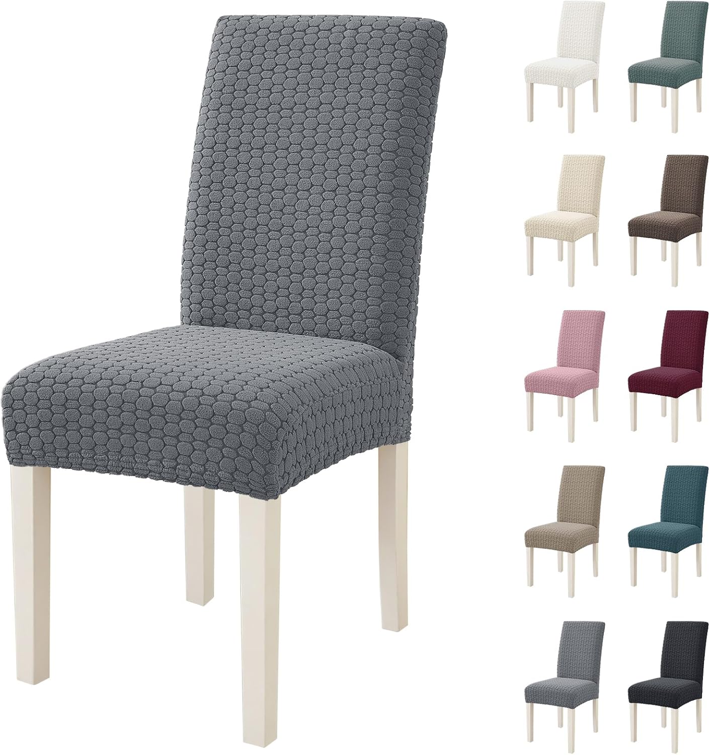 Detalle de Housse de Chaise Élastique Antitache Ystyle – 6 pièces, Gris Clair, Haute Élasticité