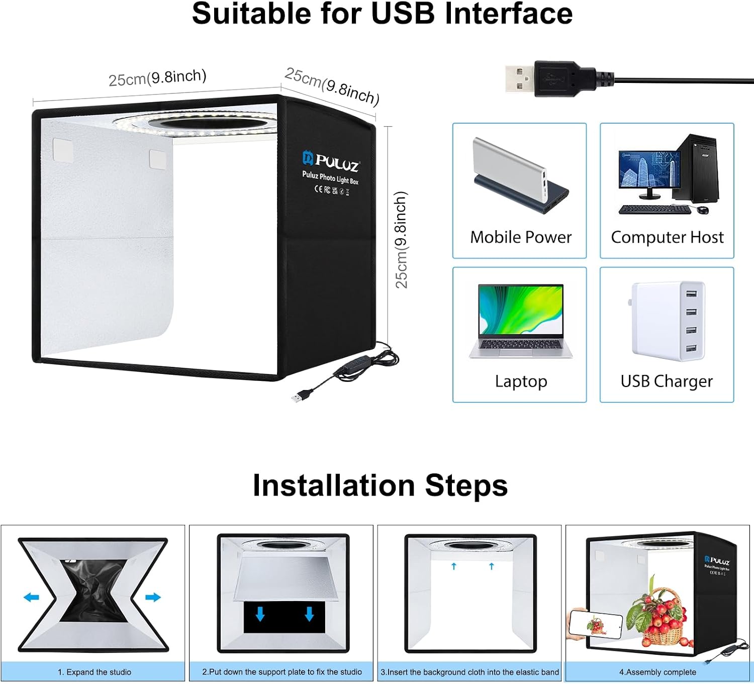 Thumbnail 6 de PULUZ Small Folding Photo Studio Box 9.8 in