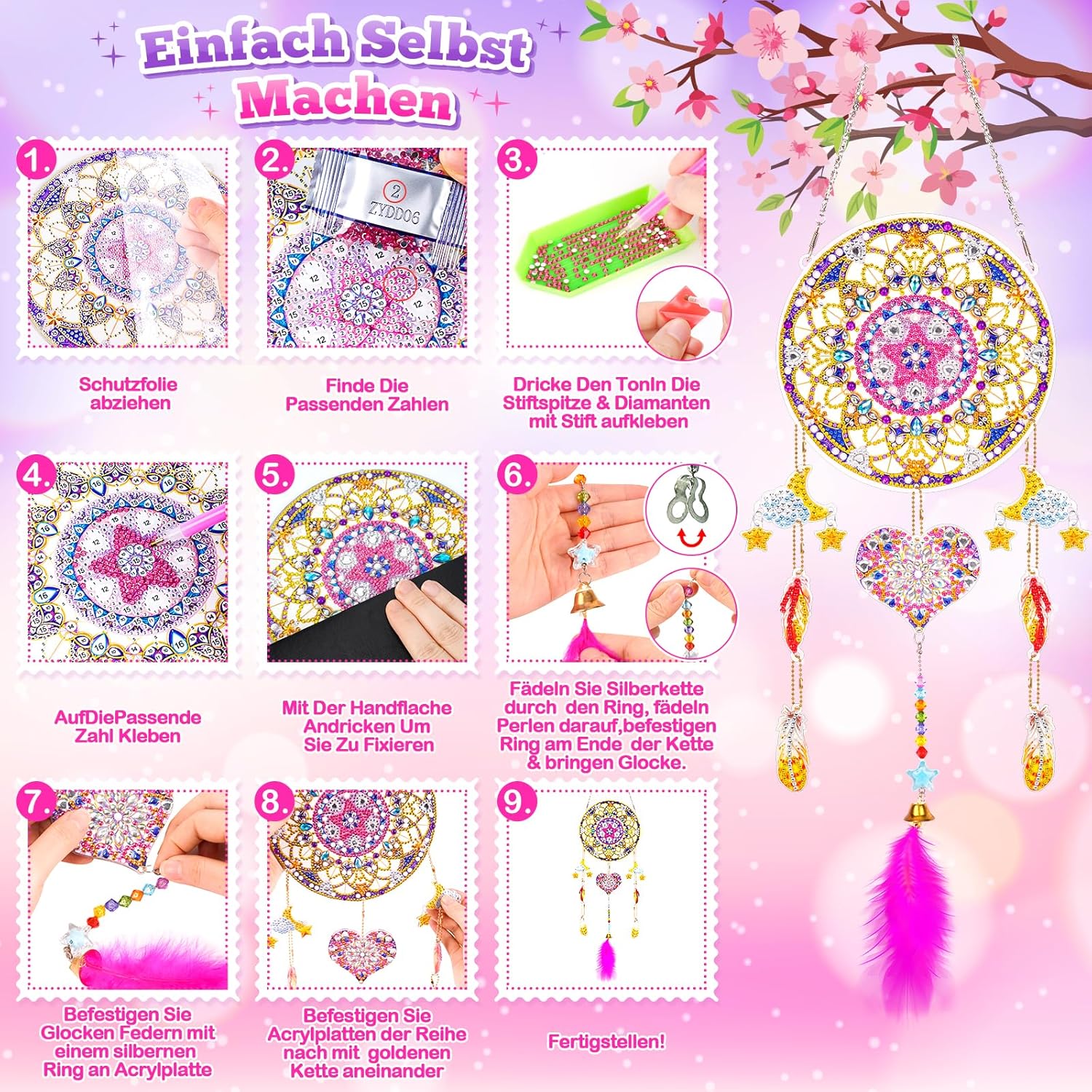 Detalle de Dreamcatcher Bastelset für Mädchen 6–11 Jahre 🎨