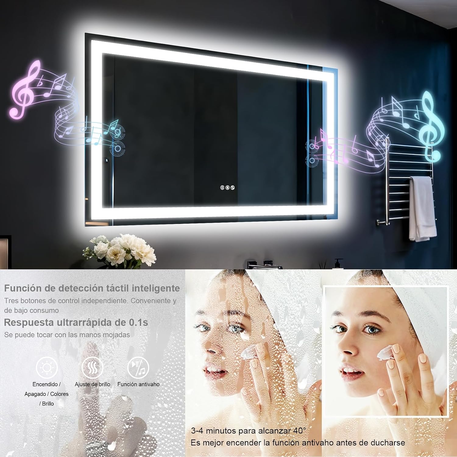 Thumbnail 4 de Espejo LED 120x70 cm con altavoz Bluetooth