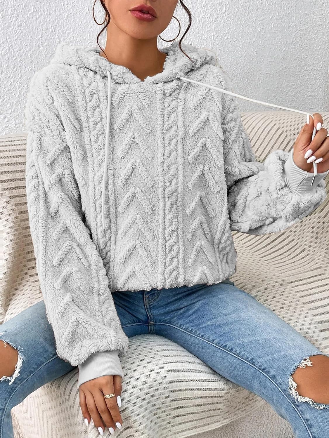 Thumbnail 3 de Zetieny Hoodie Damen Kapuzenpullover Teddy-Fleece: Warmer Casual-Look für Herbst und Winter