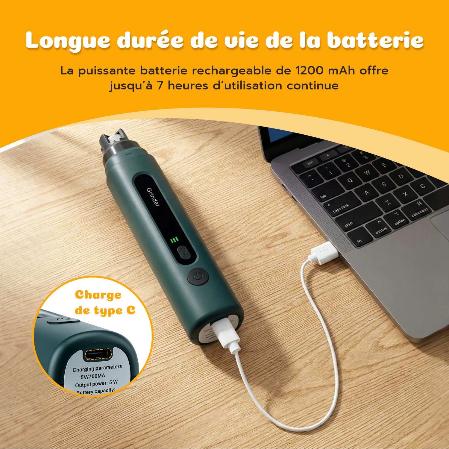 Thumbnail 6 de Wigearss Lime à ongles de chien électrique rechargeable à 5 vitesses et LED