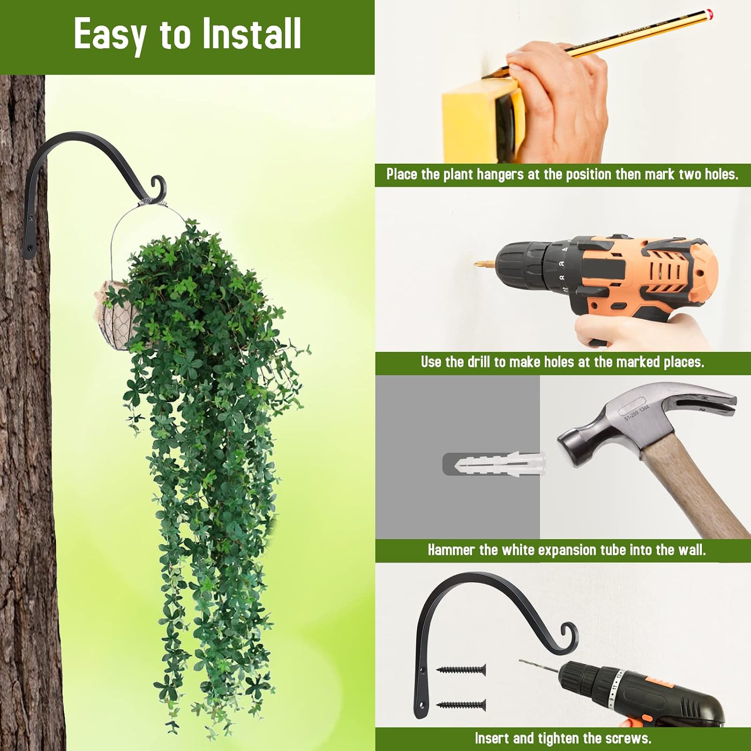 Detalle de FEED GARDEN Wall-Mounted Plant Hooks 8-Inch