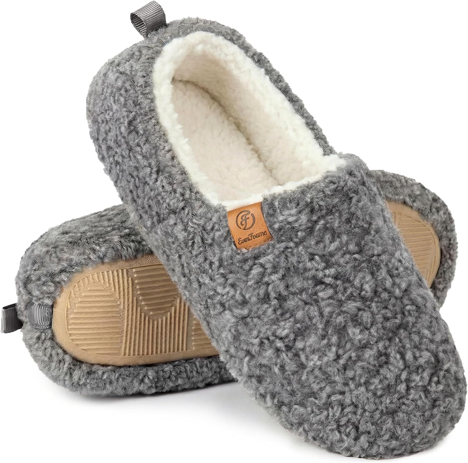 Detalle de EverFoams Damen Winter Warme Hausschuhe mit Kunstwolle, Memory Foam und rutschfester Sohle