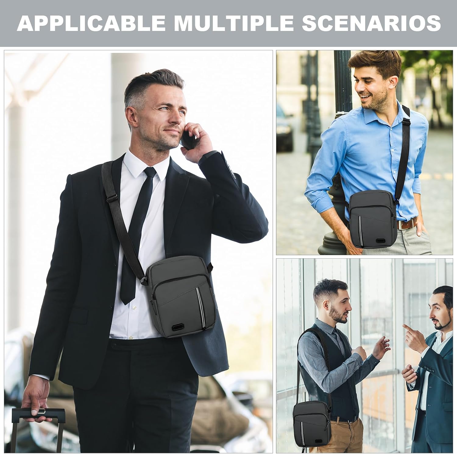Detalle de Aucuu Borsello Tracolla Casuale da Uomo: grande capacità, impermeabile e versatile