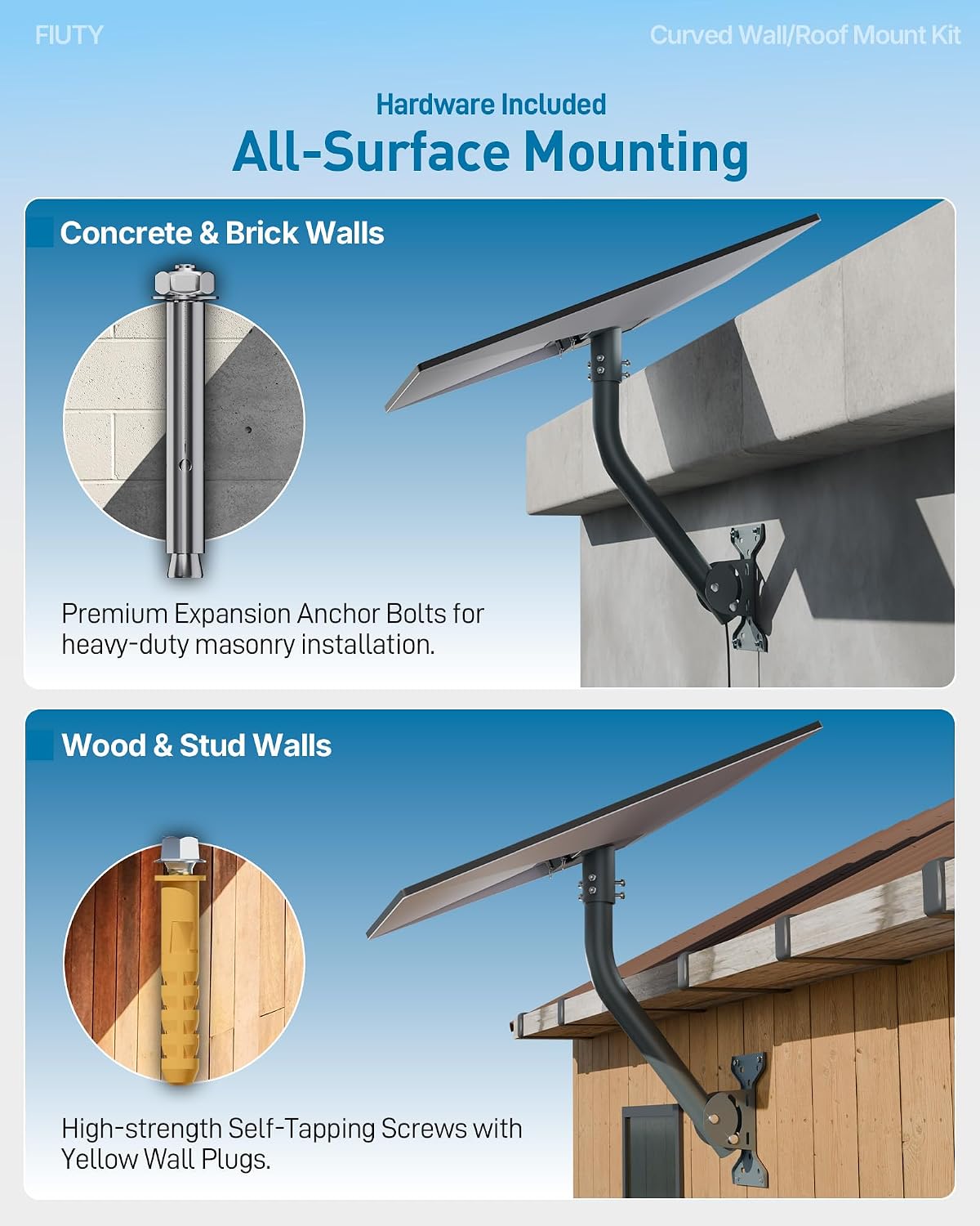 Thumbnail 2 de Starlink Gen 3 Roof Mount: Metal Alloy Mounting Kit with 360° Pipe Adapter (Angle Adjustable, Curved)