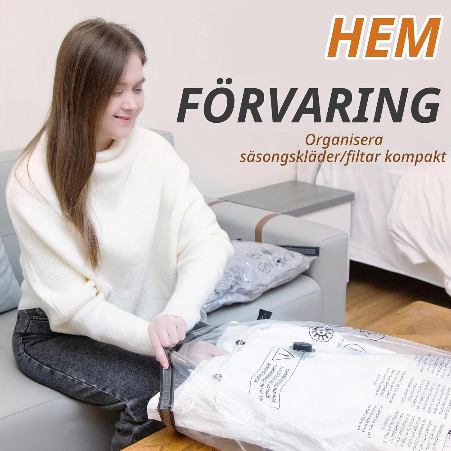 Detalle de KEVIAN vakuumpåsar för kläder, 10-pack med sladdlös pump i tre storlekar
