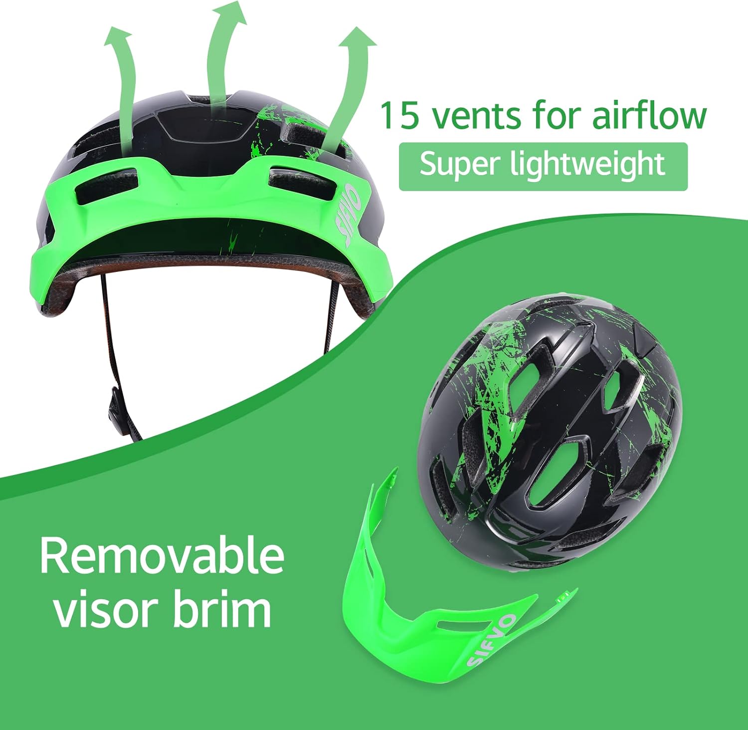 Thumbnail 1 de SIFVO Kids Bike Helmet with Removable Visor (Kids 5–14, 50–57cm)