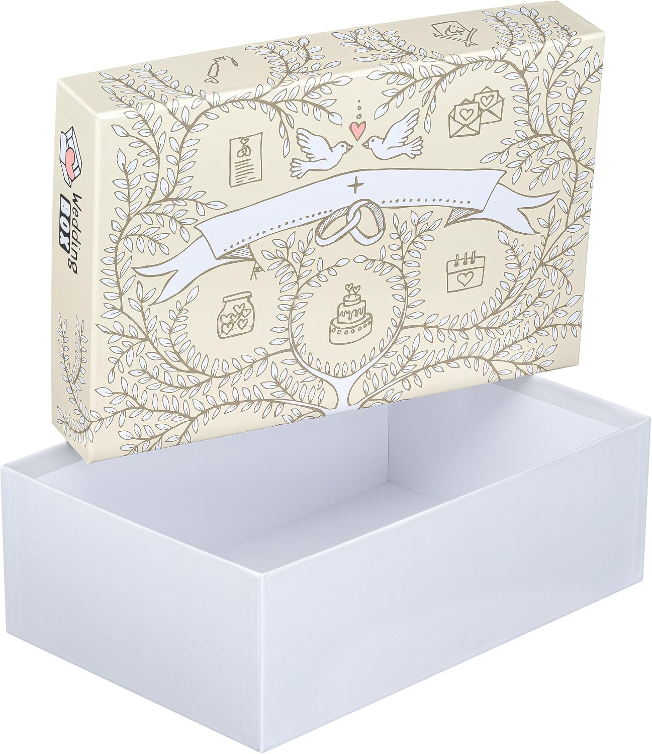 Detalle de FALKEN StoryBox WEDDING: Scatola regalo in cartone laminato, 24×36 cm, 12 cm di altezza, DIN A4+, Made in Germany