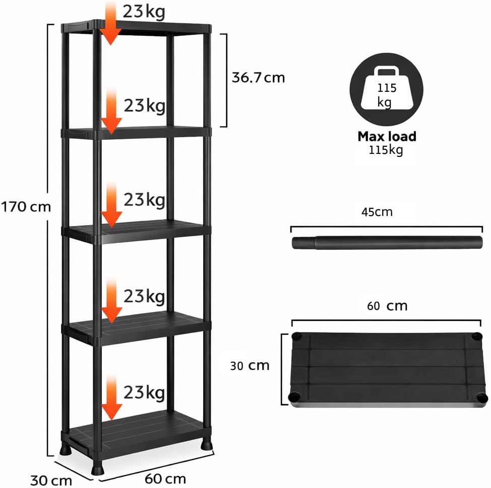 Detalle de T-LOVENDO.ES Estantería 5 baldas 171 cm