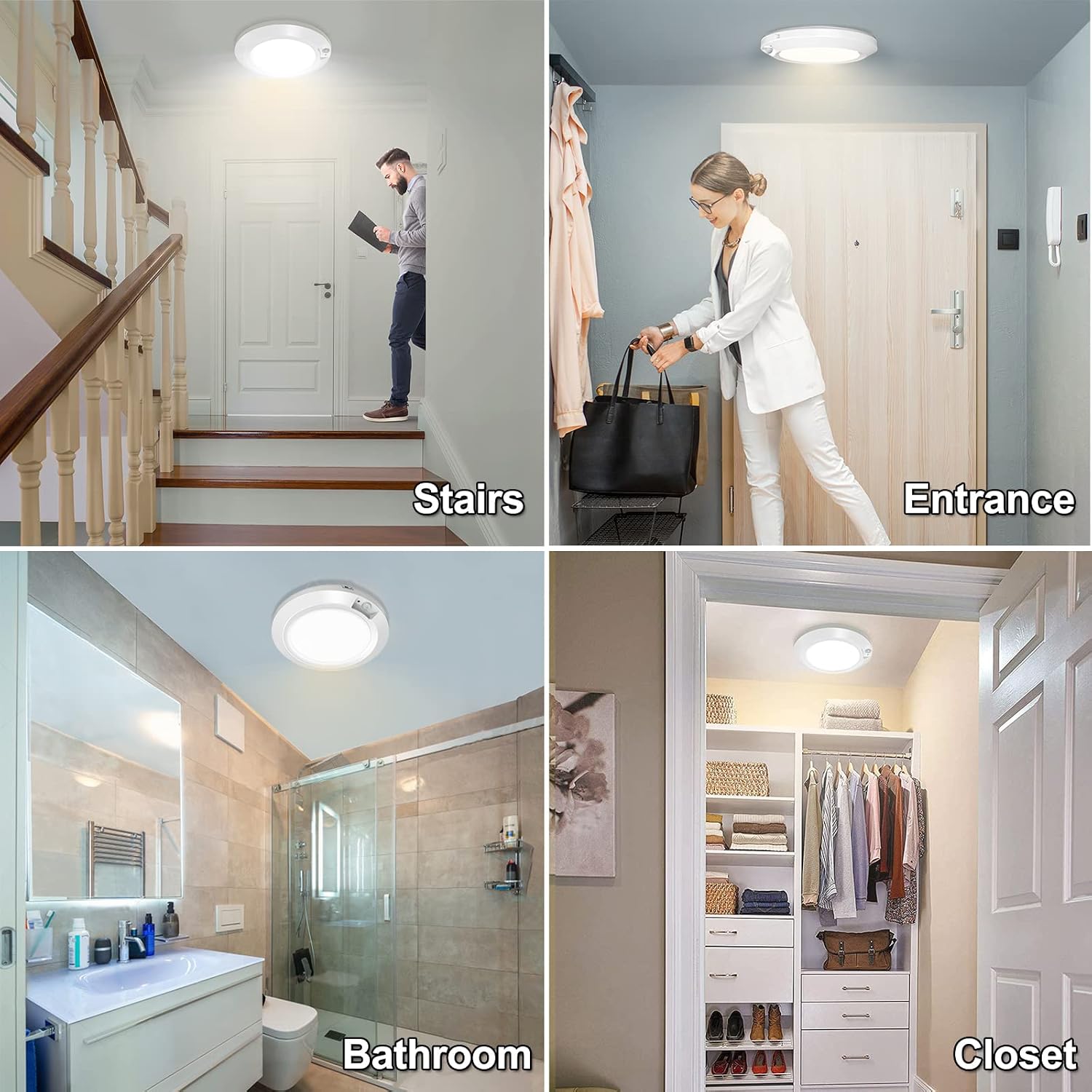 Detalle 2 de Bemexred LED-taklampa med rörelsesensor, 3000 K, batteridriven, Ø16 cm