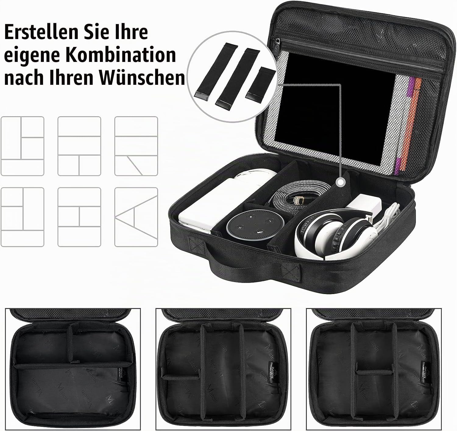 Thumbnail 5 de MATEIN Kabel Organizer Tasche (groß) – wasserabweisende Elektronik-Reise-Tasche für iPad bis 12,9 Zoll, Ladegerät & mehr