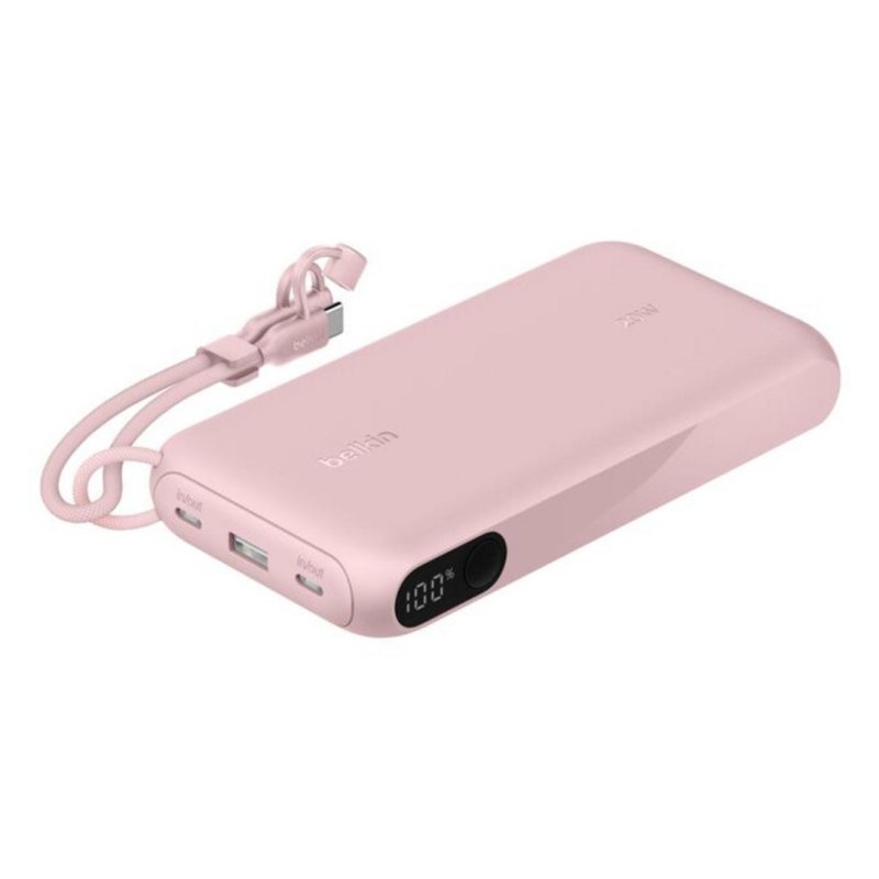 Detalle de Belkin BPB028HQPK BoostCharge Powerbank 20K Rosa: batería externa de 20000 mAh con pantalla