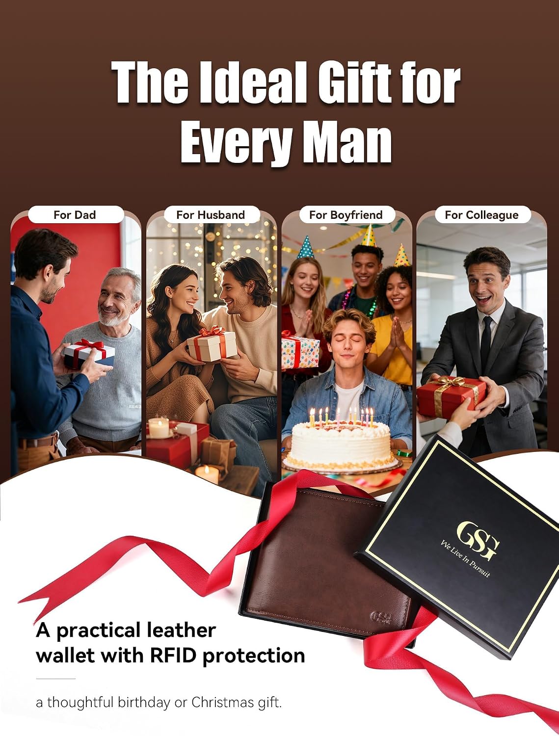 Thumbnail 6 de GSG SINCE 1998 Mens Leather Wallet with Coin Pocket – RFID Blocking, 17 Card Slots, 2 ID Windows