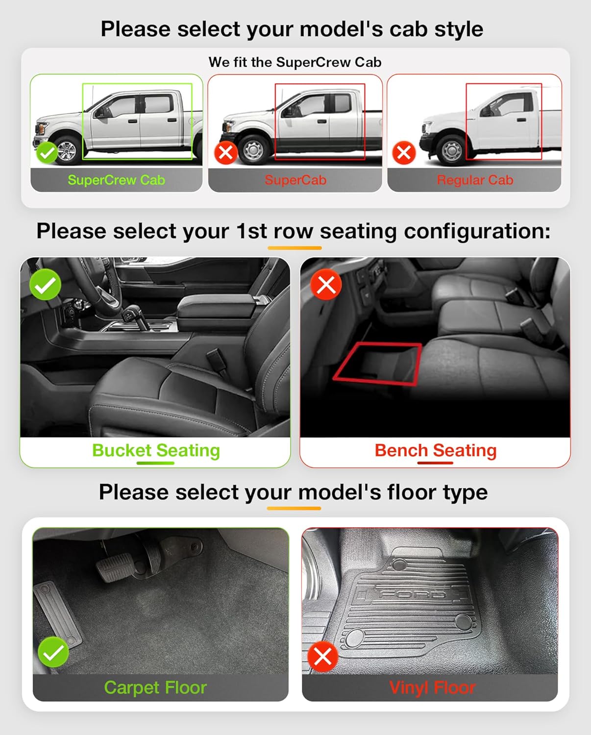 Thumbnail 1 de 3W Floor Mats F-150 SuperCrew 2015-2025