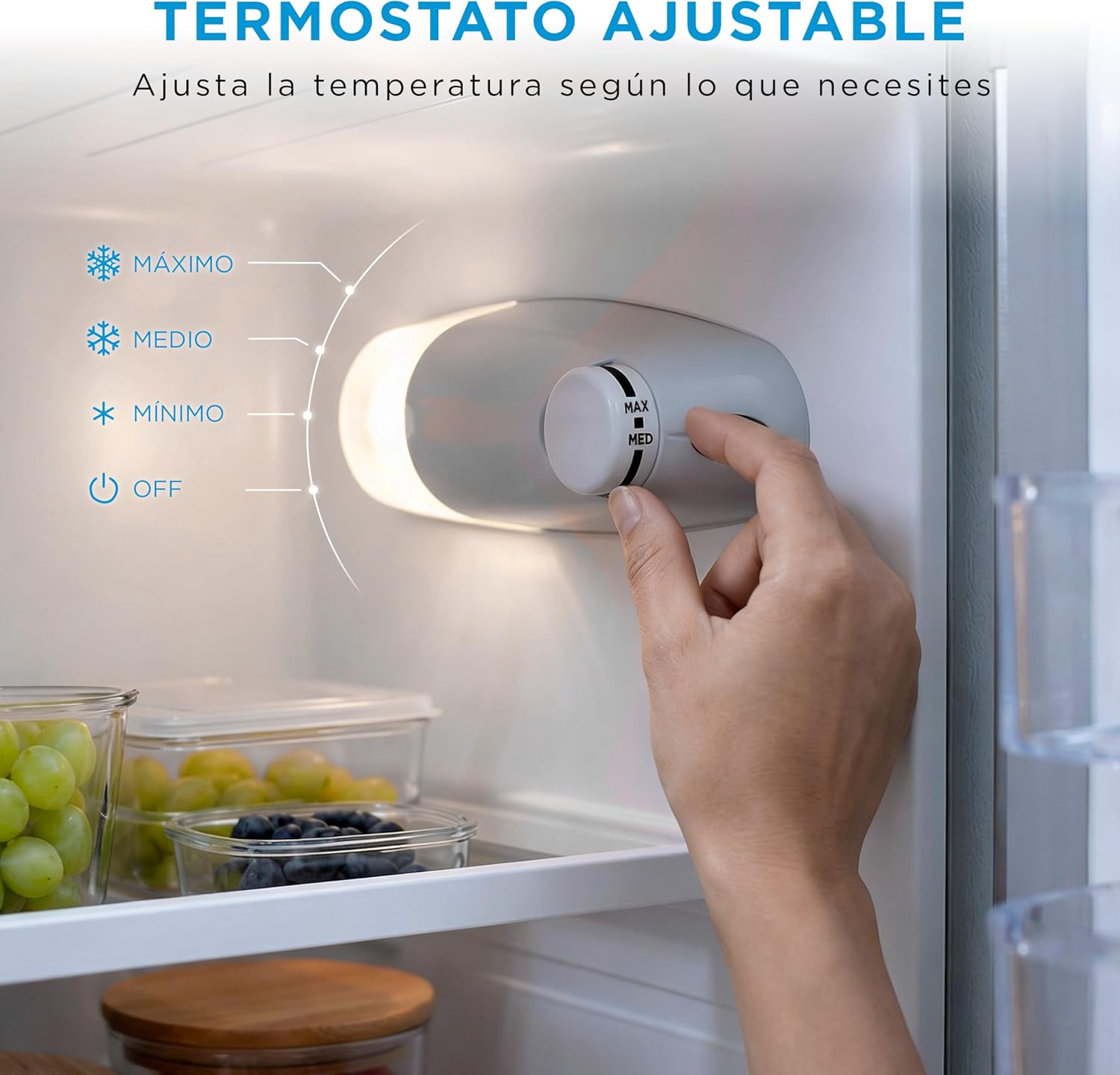 Detalle de Frigorífico Midea de 2 puertas 204 L con congelador Low Frost, 140 cm alto, acero inox