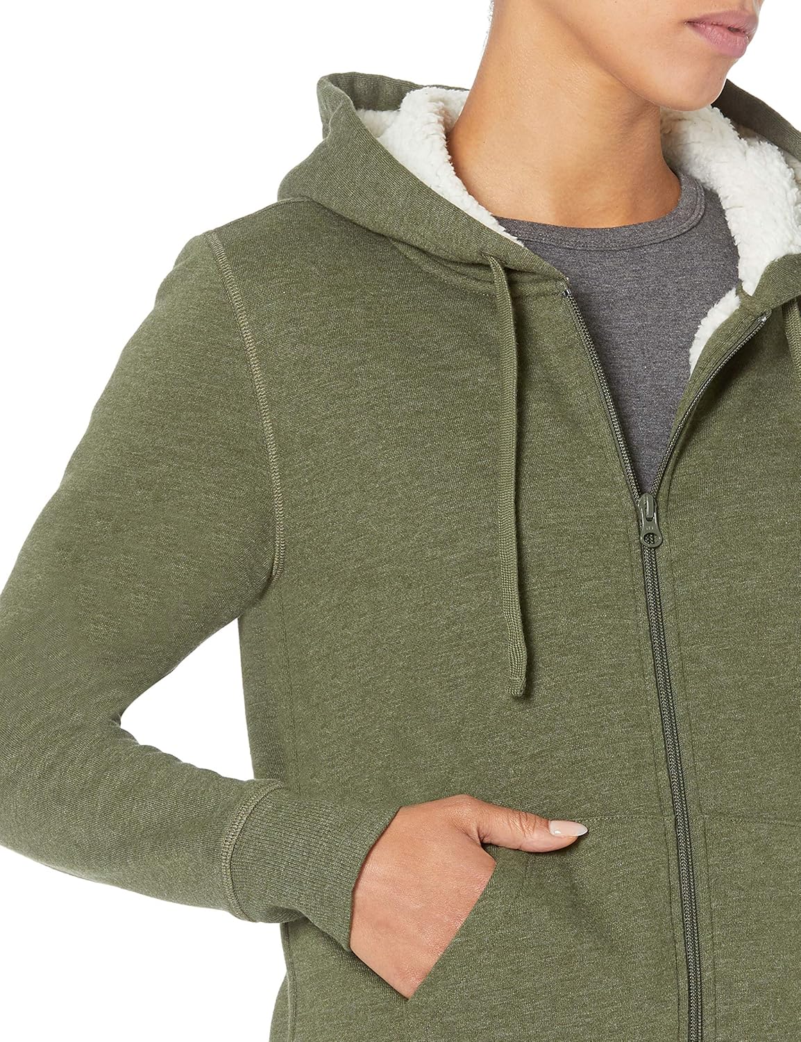 Thumbnail 3 de Veste à capuche zippée doublée Sherpa pour femme – Amazon Essentials