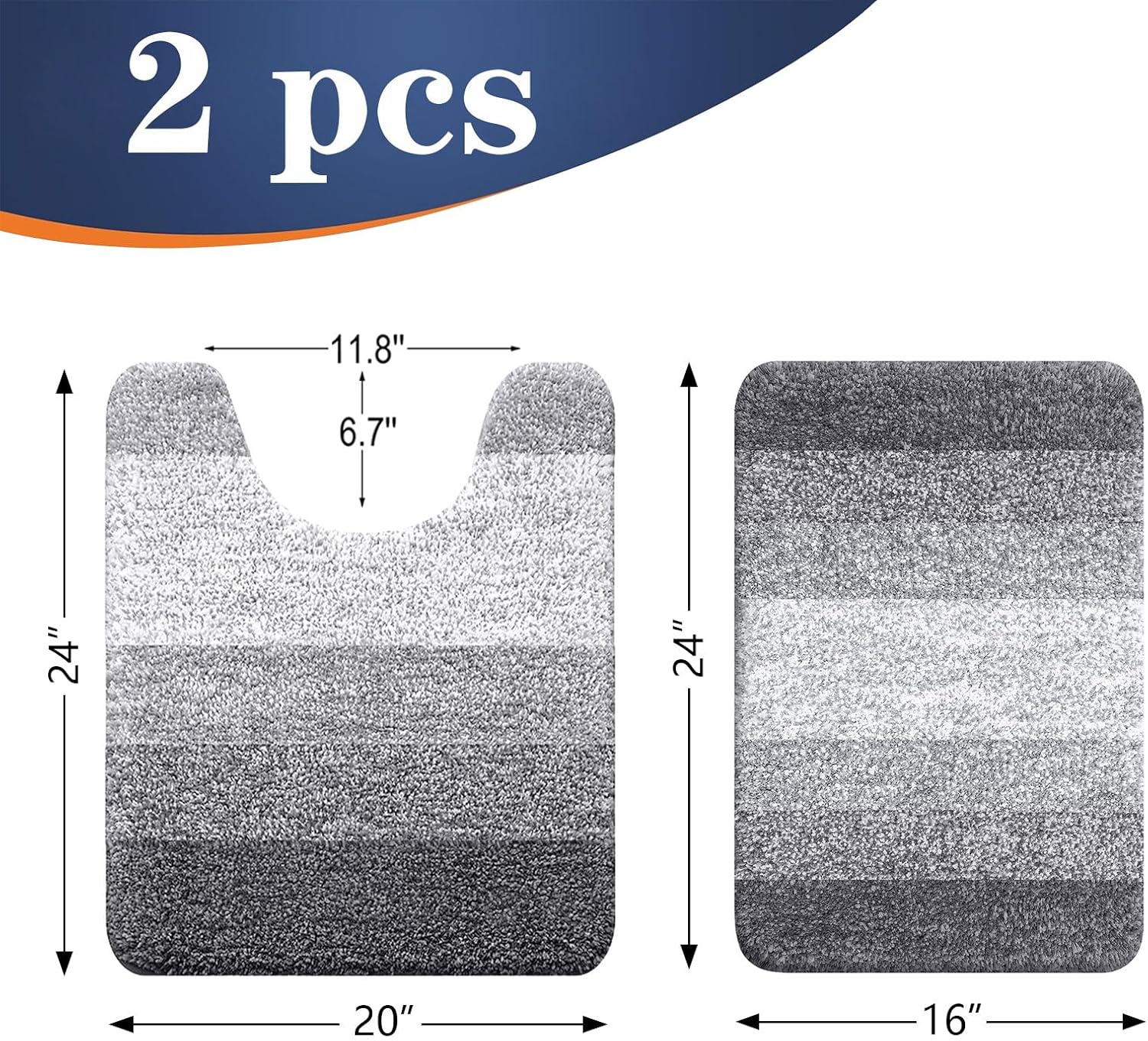 Detalle 2 de OLANLY Bathroom Rug Set 24"x20"