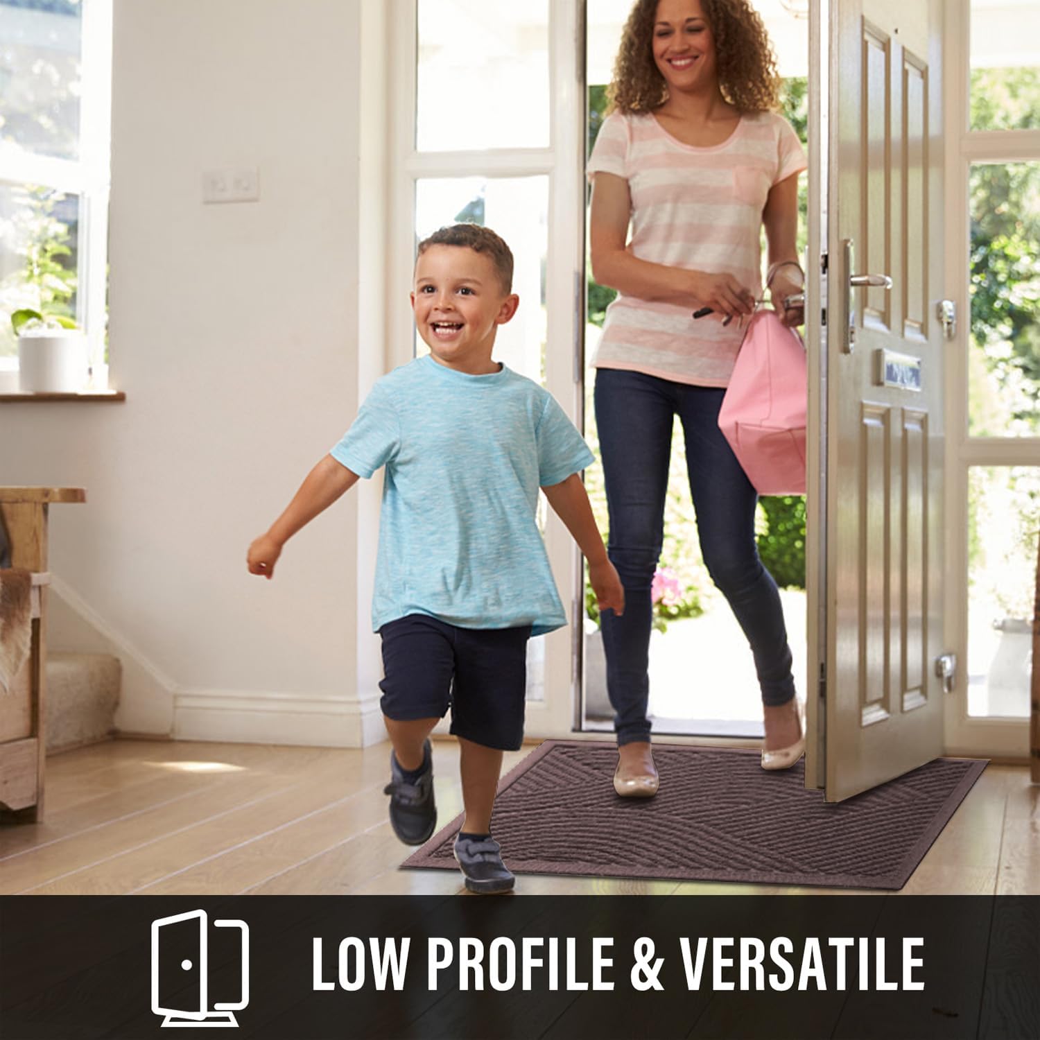 Detalle de HIYARD Zerbino Front Door Mat, 29 x 17, Coffee, Low-Profile Non-Slip