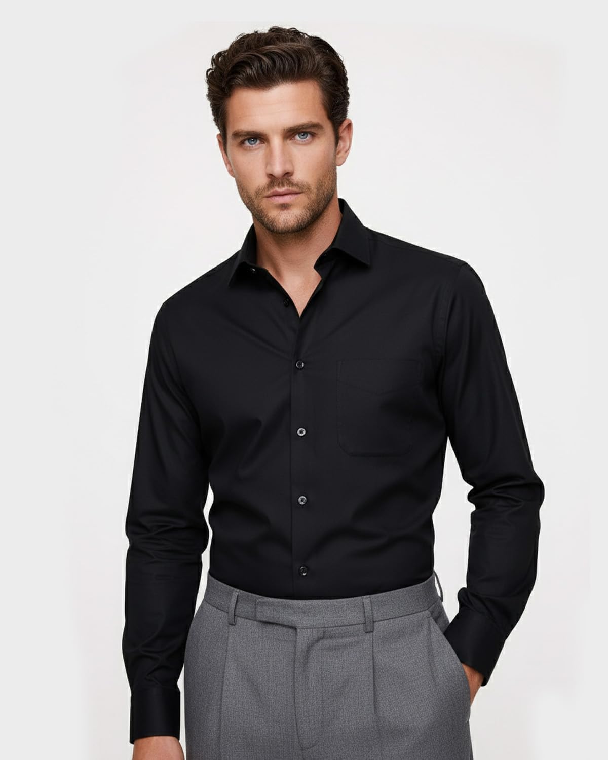 Detalle de Mens dress shirt pack, long sleeve stretch