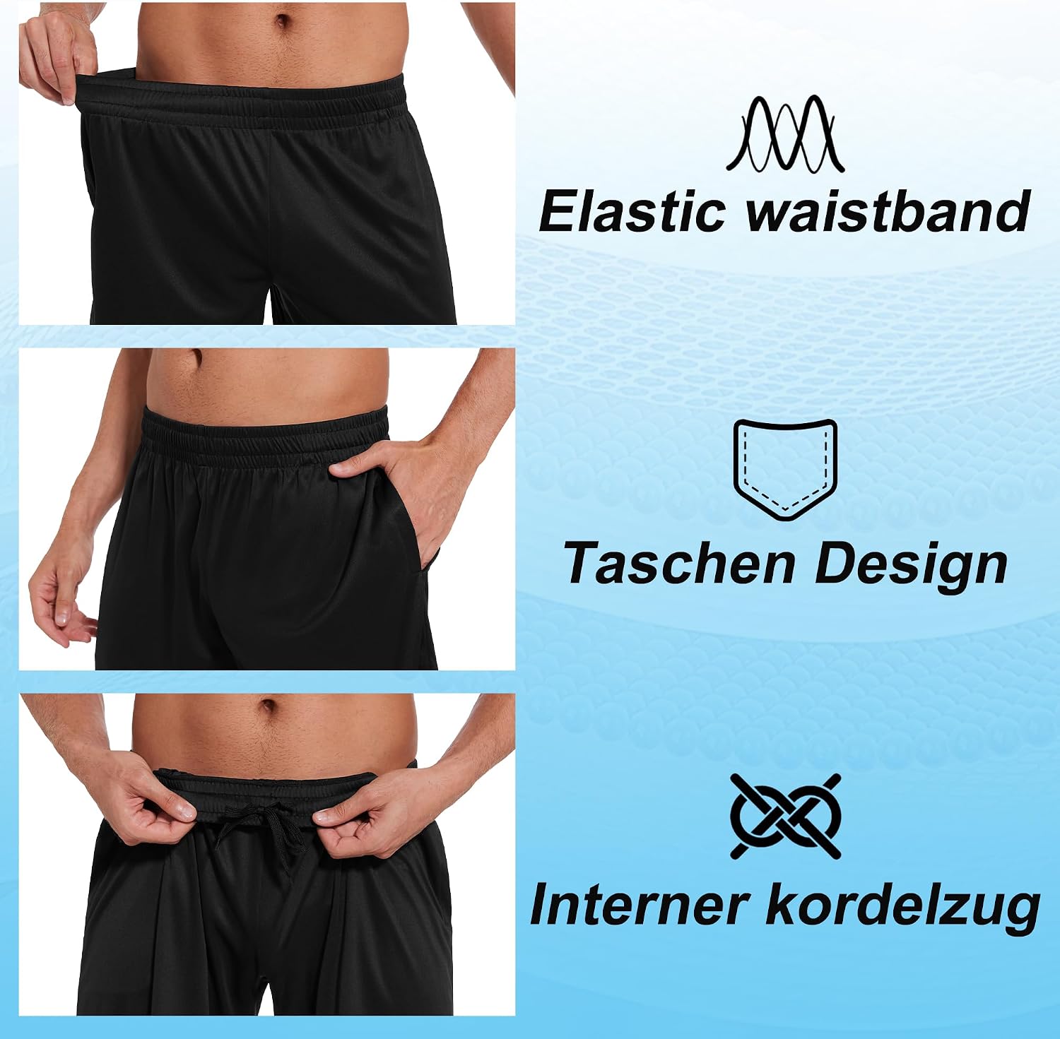 Detalle de AMIYOYO Sporthose Herren Kurz – schnelltrocknend, leicht & flexibel mit Taschen