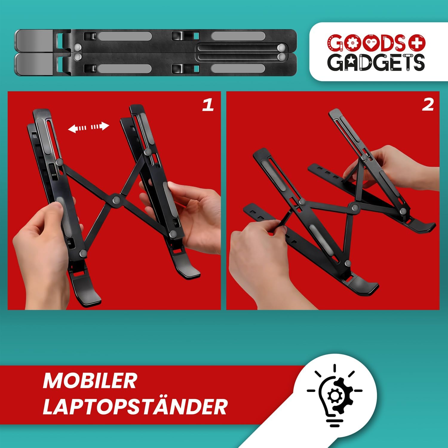 Thumbnail 2 de GOODS+GADGETS Foldable Laptop Stand, Height-Adjustable with Open-Frame Ventilation
