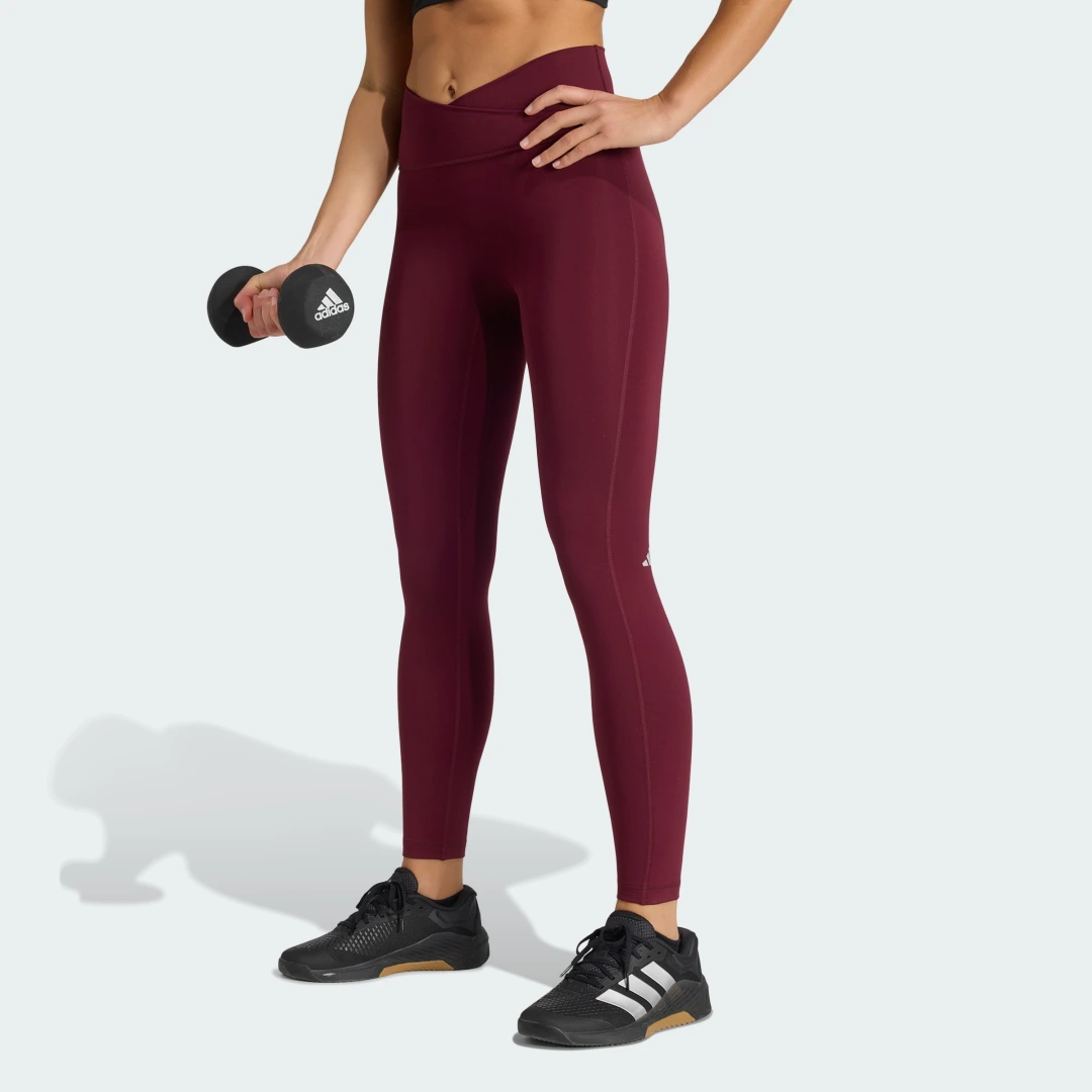 Detalle de Mallas 7/8 3 Stripes Studio All Me X-Over de Adidas – Burgundy